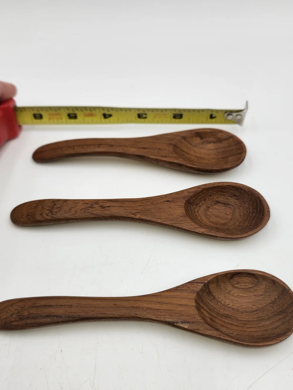 Set of 3 Handcrafted Wooden Spoons Wood Condiment Serving  Small- Brown
